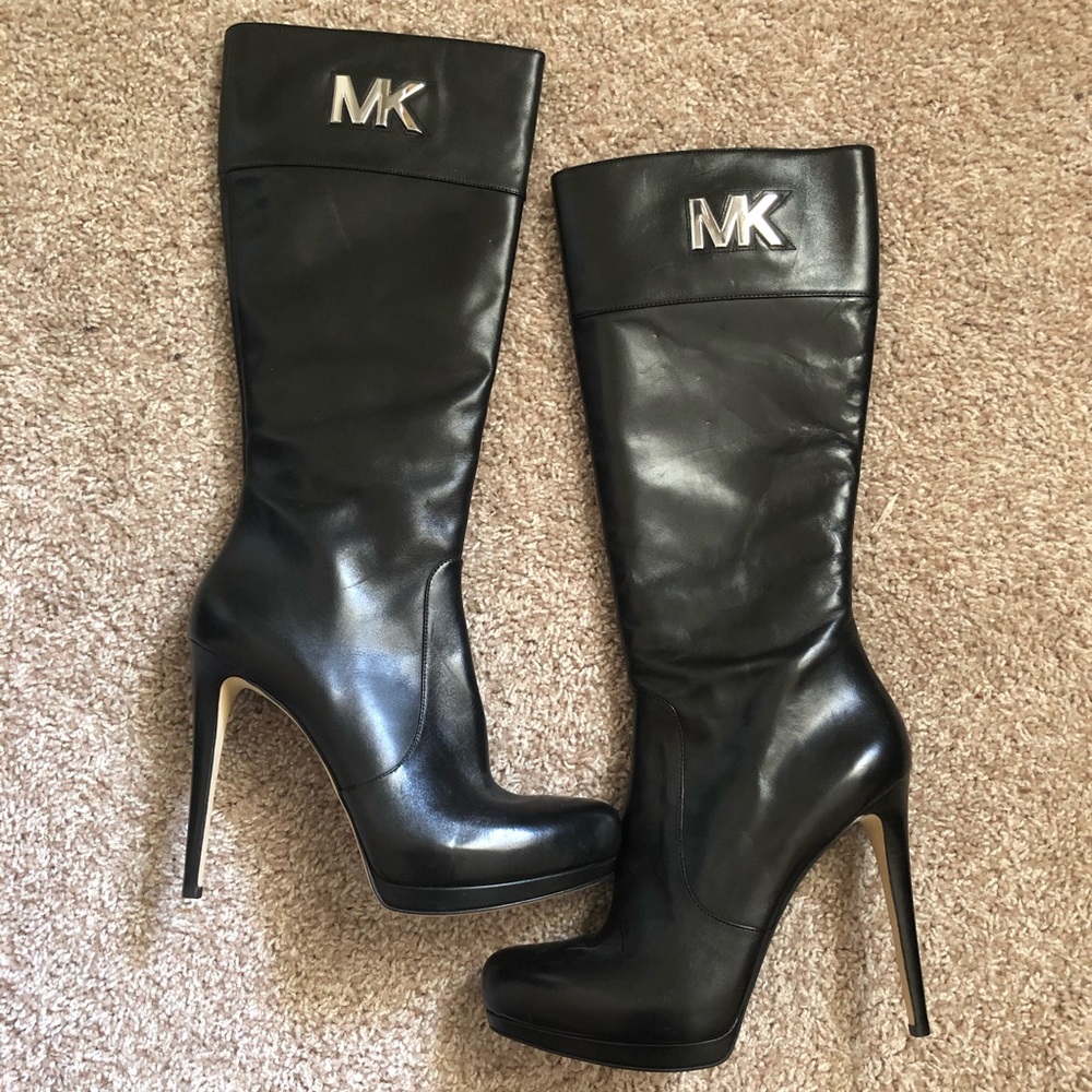Tall MICHAEL KORS Black Leather Heeled Boots